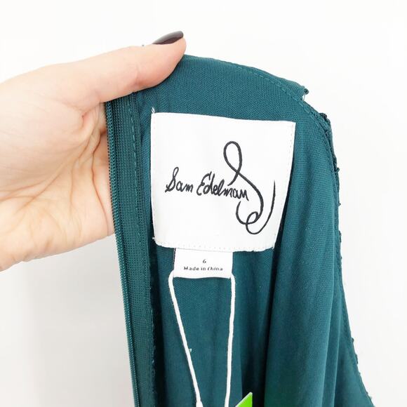 Sam Edelman Womens Lace Sheath Dress 6 Teal Green Midi Sleeveless NWT - Picture 10 of 13